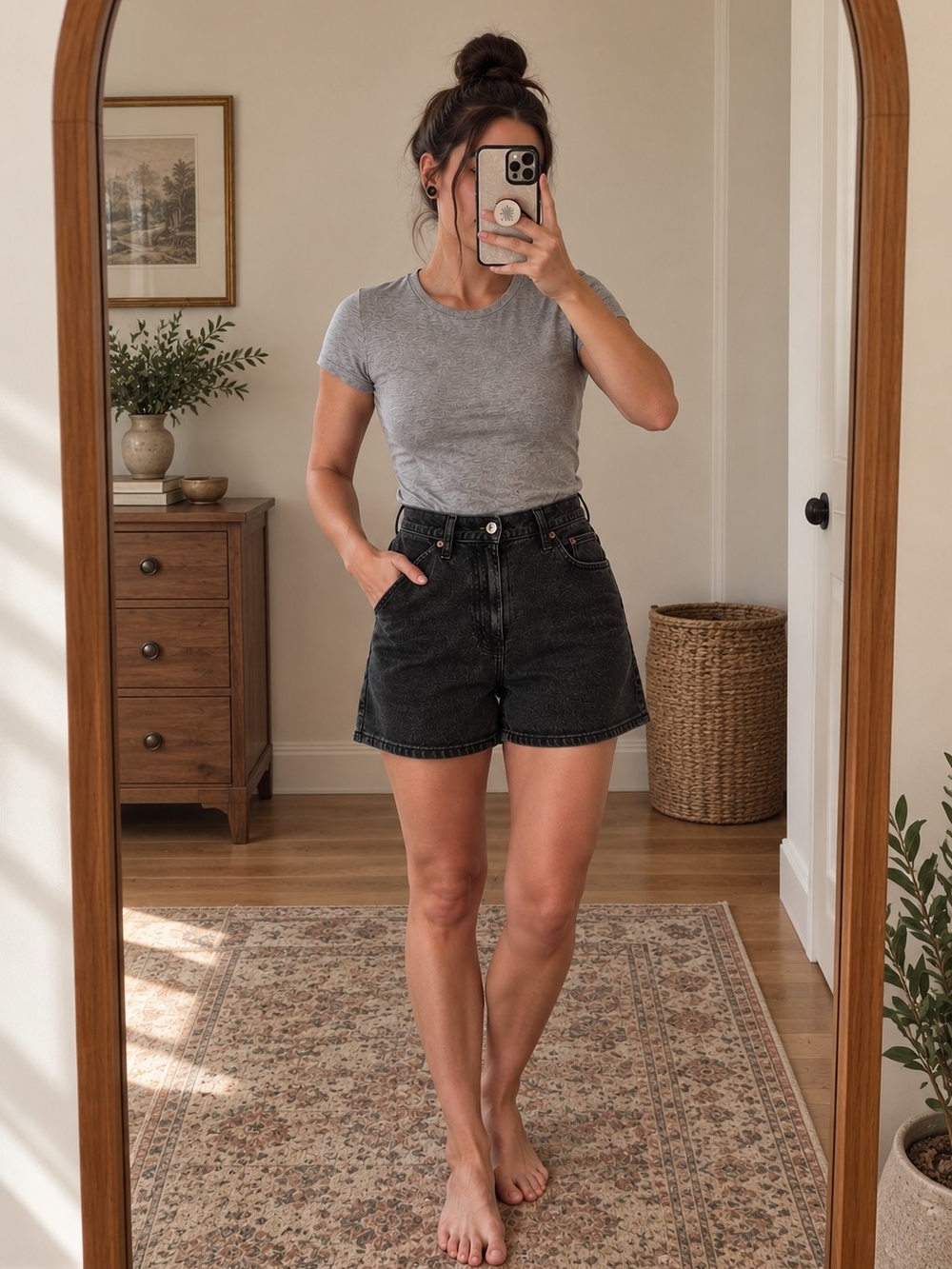 Abercrombie & Fitch Black High-Rise Denim Shorts